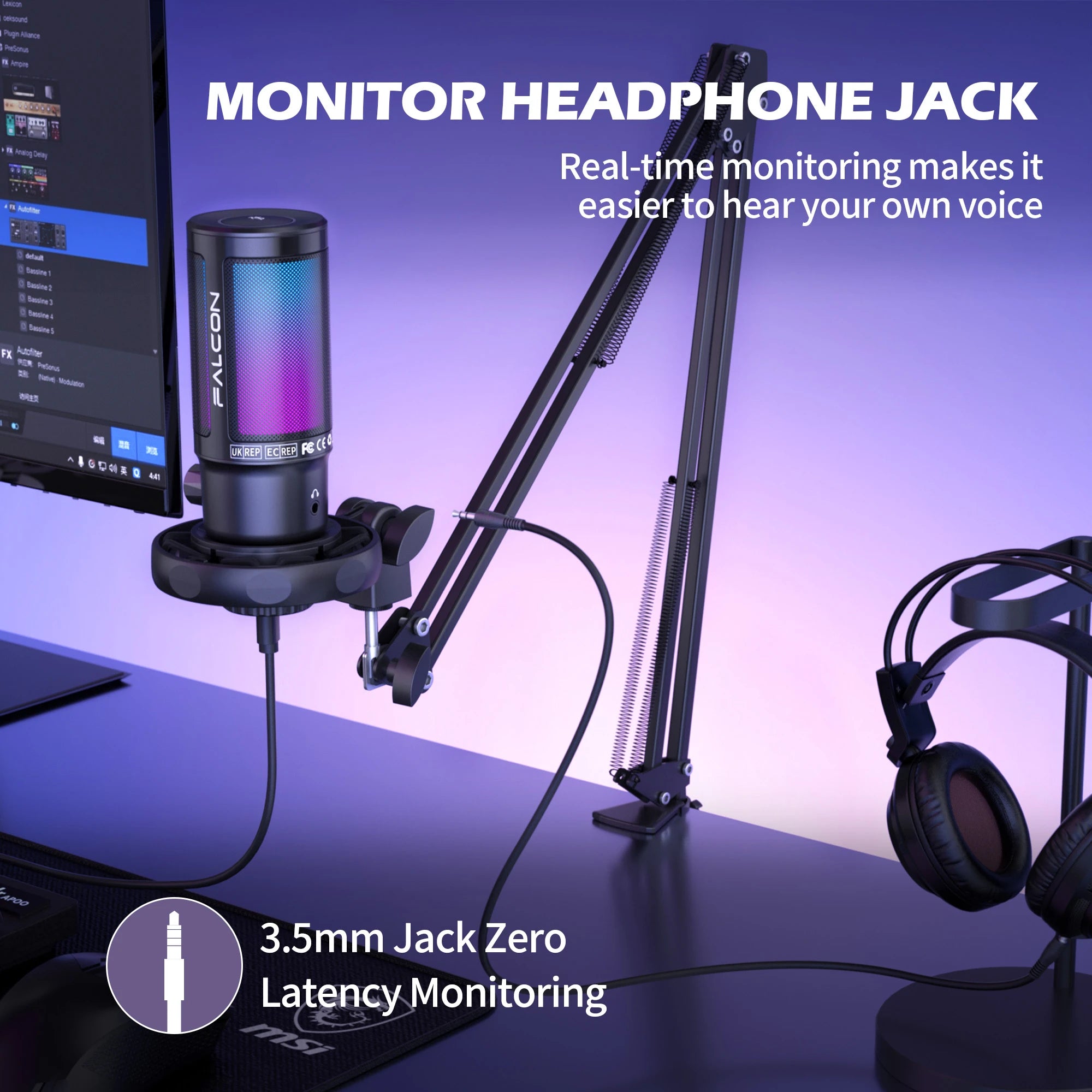 Talomen Falcon Stand | USB Gaming Microphone with Boom Arm