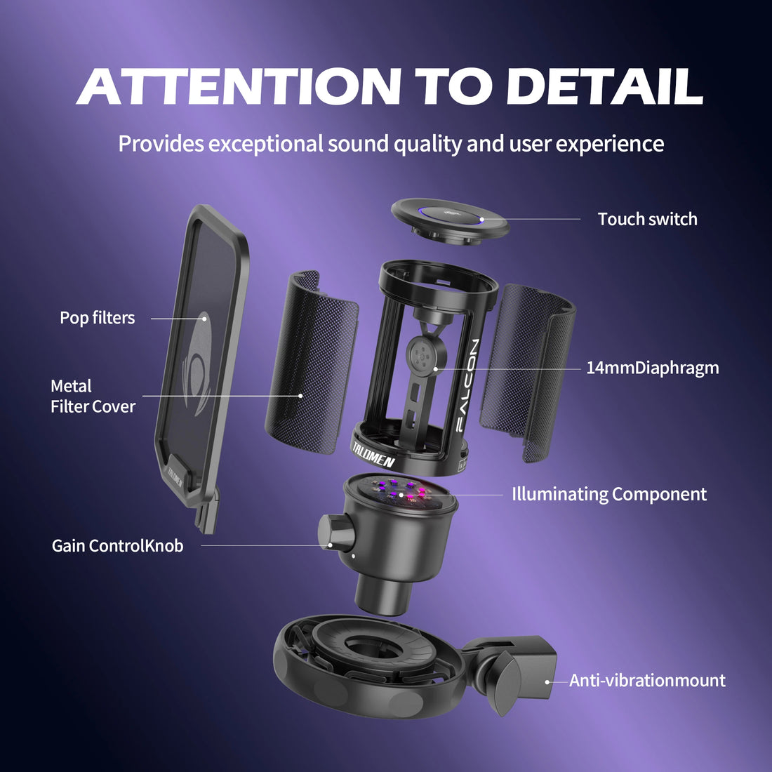 Talomen Falcon | RGB Gaming Microphone