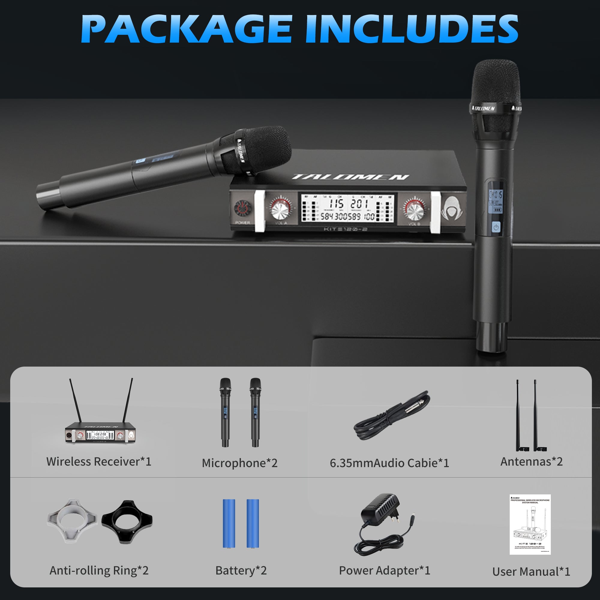 Talomen K120 プロフェッショナル UHF ワイヤレスマイクシステム