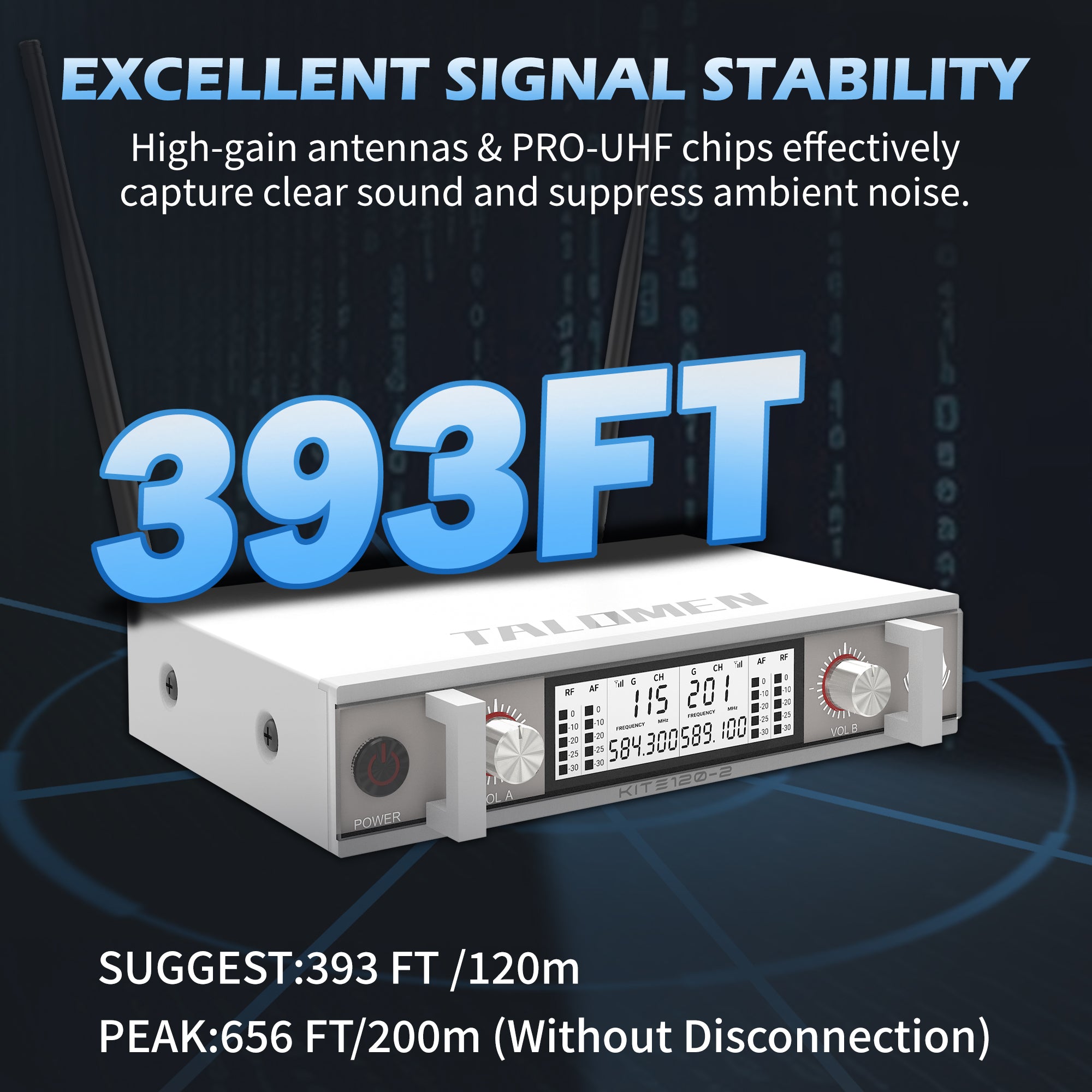 Talomen K120 プロフェッショナル UHF ワイヤレスマイクシステム